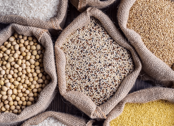a photo of some sacks of grain